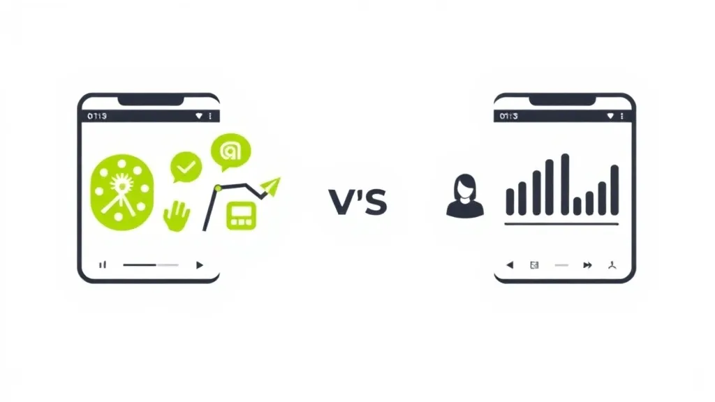 Side-by-side comparison of Instagram Creator account features versus Business account features showing creative tools on one side and analytics tools on the other
