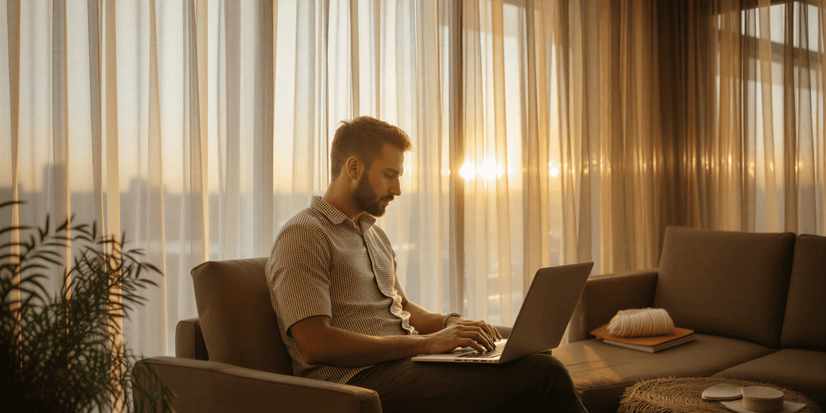 Man Working on Laptop