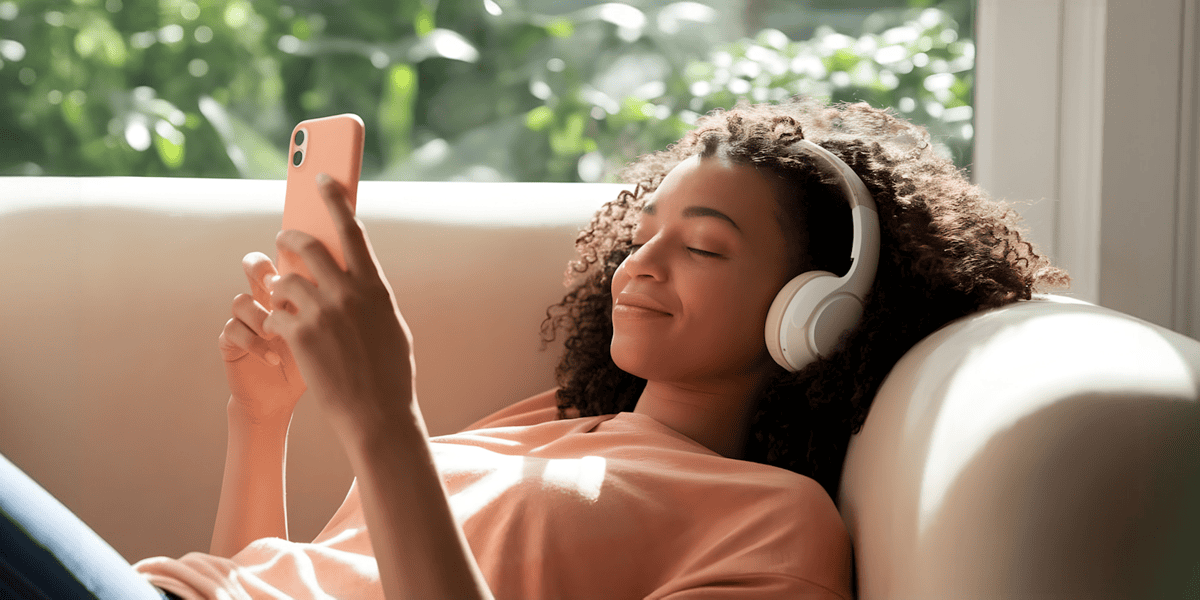 creator listening podcast headphones