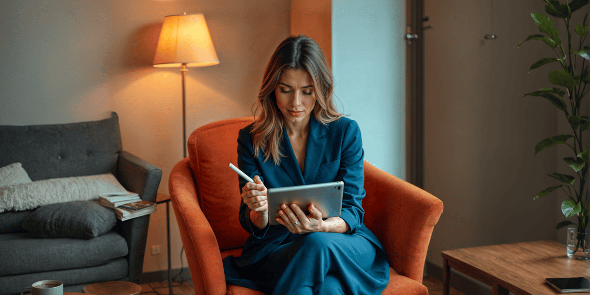 creator planning content tablet