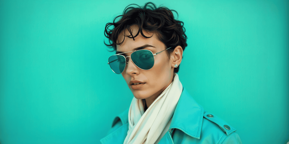 creator portrait teal background