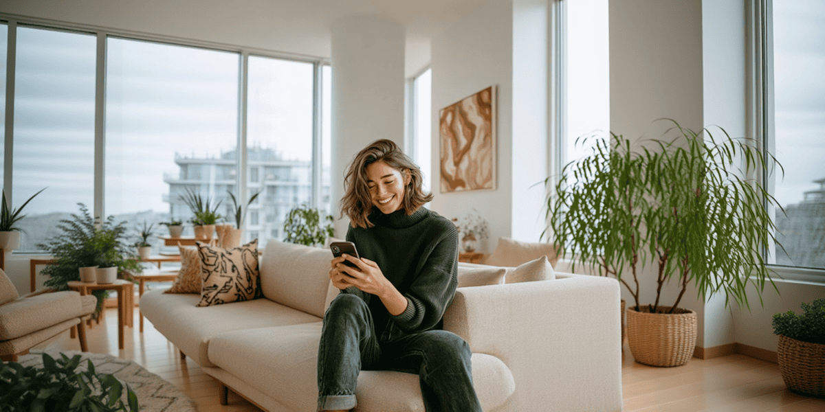 female creator social media phone