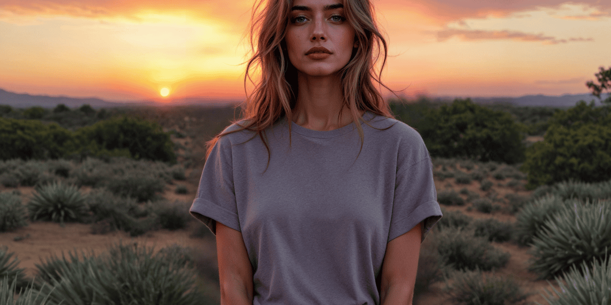 female creator sunset reflection