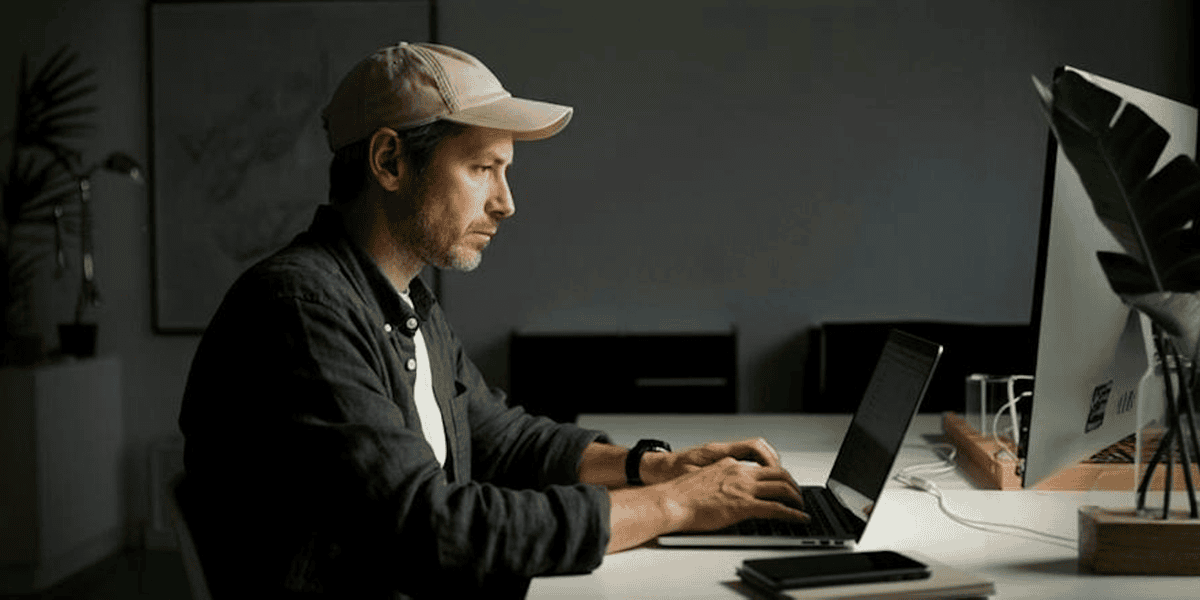 male creator desk workspace